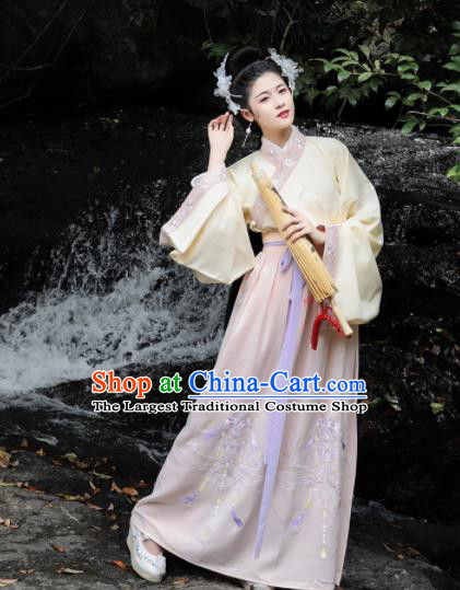 Chinese Ming Dynasty Palace Princess Costumes Ancient Goddess Peri Embroidered Dresses for Women