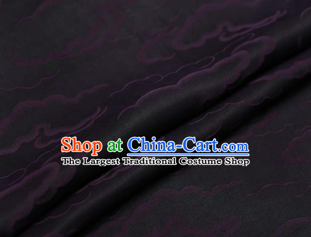Chinese Traditional Brocade Fabric Palace Purple Clouds Pattern Satin Plain Cheongsam Silk Drapery