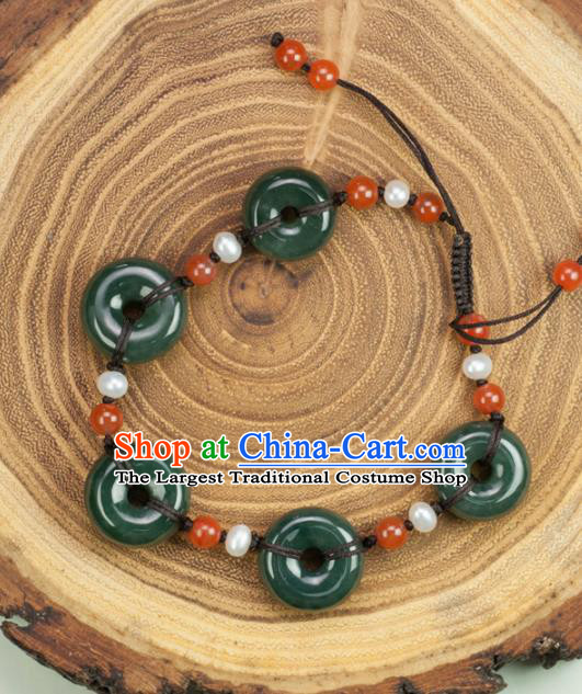 Chinese Traditional Jewelry Accessories Ancient Hanfu Jadeite Jade Bracelet for Women