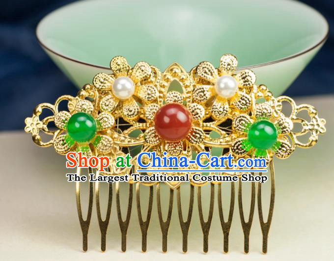 Chinese Traditional Hanfu Hair Accessories Ancient Golden Hair Comb Hairpins for Women