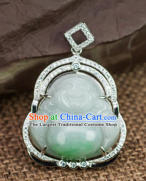 Chinese Traditional Jewelry Accessories Jadeite Pendant Ancient Jade Maitreya Buddha Necklace