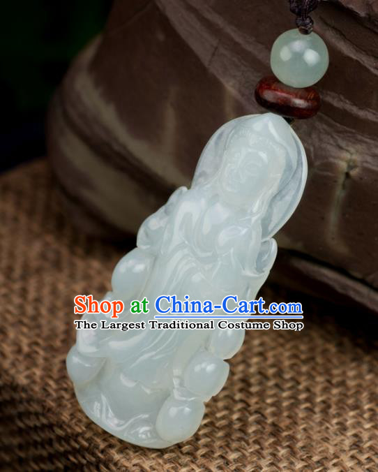 Chinese Traditional Jewelry Accessories Jade Pendant Ancient Jadeite Avalokiteshvara Necklace