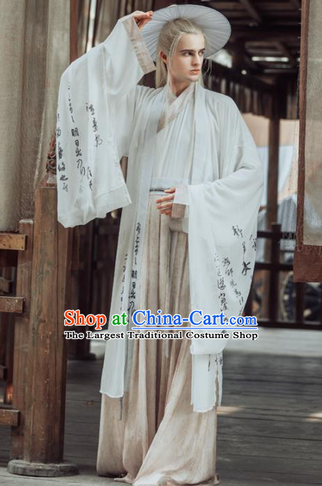 Chinese Ancient Jin Dynasty Nobility Childe Clothing Traditional Swordsman Embroidered Costumes for Men