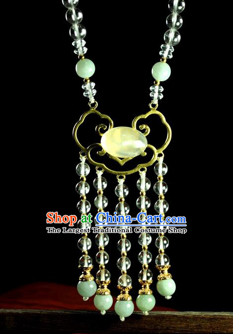 Chinese Traditional Jade Jewelry Accessories Ancient Hanfu Tassel Necklace for Women