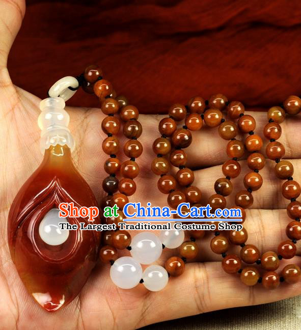 Chinese Traditional Jewelry Accessories Ancient Hanfu Huanglong Jade Magnolia Necklace for Women