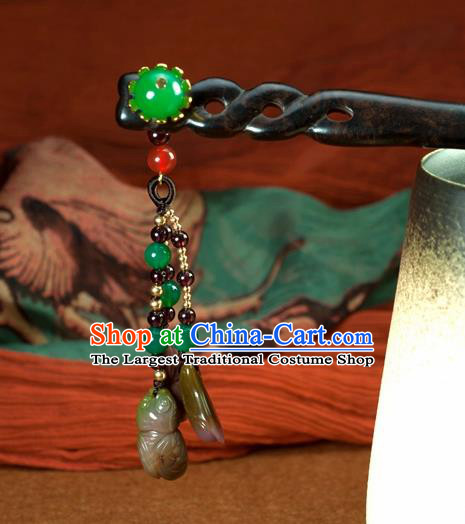 Chinese Traditional Hanfu Hair Clip Hair Accessories Ancient Classical Jade Tassel Hairpins for Women