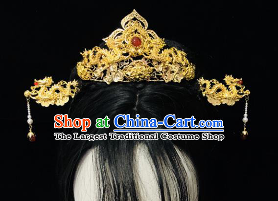 Chinese Classical Hair Accessories Traditional Ancient Hanfu Golden Hair Coronet Hairpins Complete Set for Women