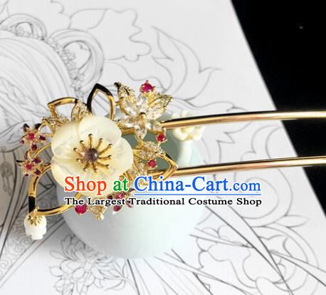 Chinese Classical Hair Accessories Traditional Ancient Hanfu Shell Flowers Hair Clip Hairpins for Women