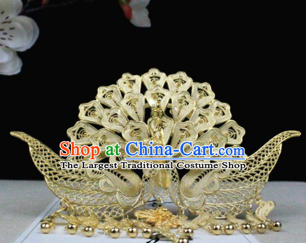 Chinese Classical Golden Phoenix Hairpins Wedding Hair Accessories Traditional Ancient Hair Clip for Women