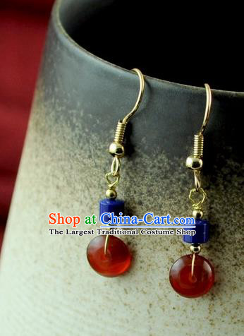 Chinese Traditional Agate Jewelry Accessories Ancient Hanfu Earrings for Women