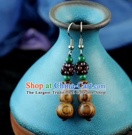 Chinese Traditional Jewelry Accessories Ancient Hanfu Wood Earrings for Women