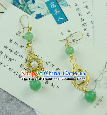 Chinese Traditional Ear Jewelry Accessories Ancient Hanfu Aventurine Earrings for Women