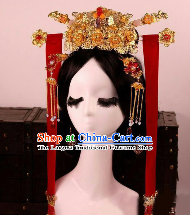 Chinese Traditional Wedding Phoenix Coronet Hair Accessories Ancient Bride Hairpins for Women