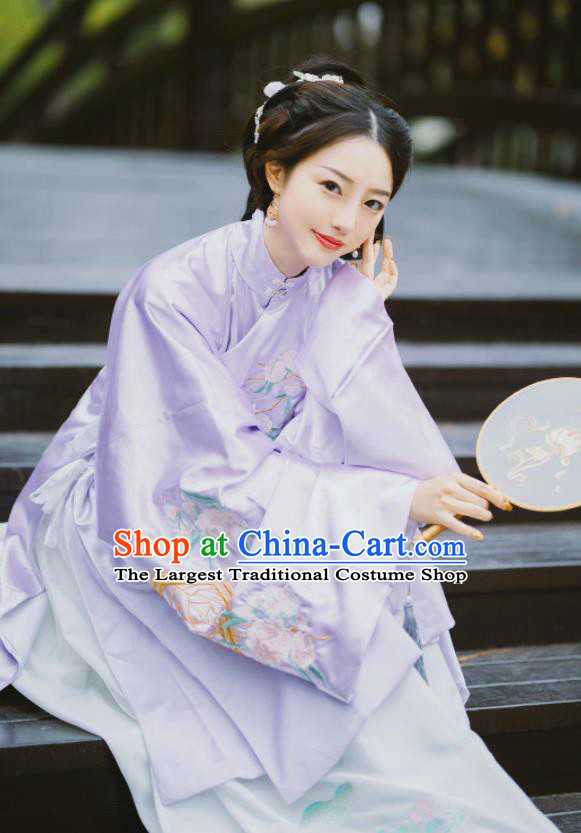 Chinese Ming Dynasty Palace Princess Purple Hanfu Dress Traditional Ancient Nobility Lady Embroidered Costumes for Women