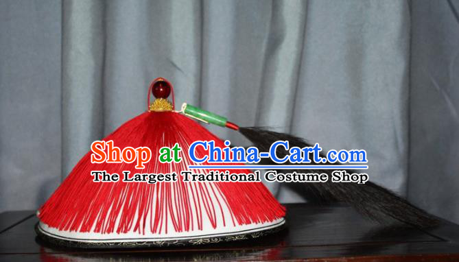 Chinese Traditional Ancient Minister Headdress Qing Dynasty Manchu Chancellor Hat for Men