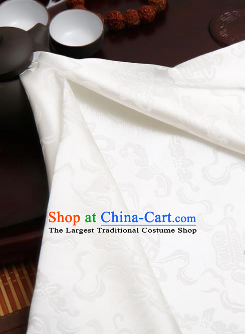 Chinese Traditional Brocade Cheongsam White Silk Fabric Material Classical Pattern Design Satin Drapery