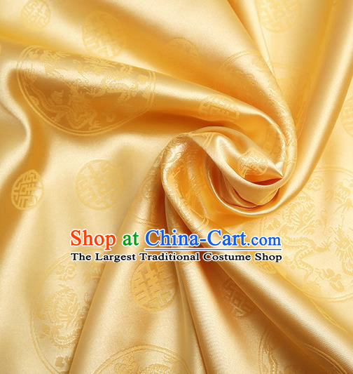 Chinese Traditional Brocade Cheongsam Golden Silk Fabric Material Classical Pattern Design Satin Drapery