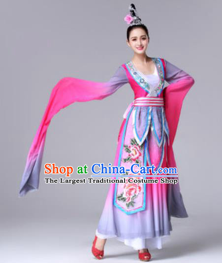 Traditional Chinese Classical Dance Rosy Dress Ancient Peri Dance Costume for Women