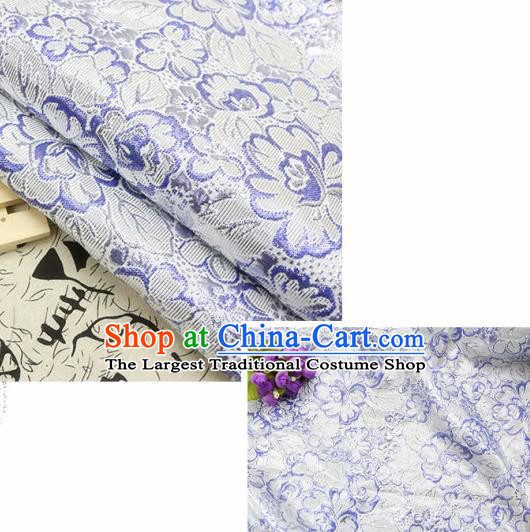 Chinese Traditional Lilac Brocade Classical Peony Flowers Pattern Design Silk Fabric Material Satin Drapery