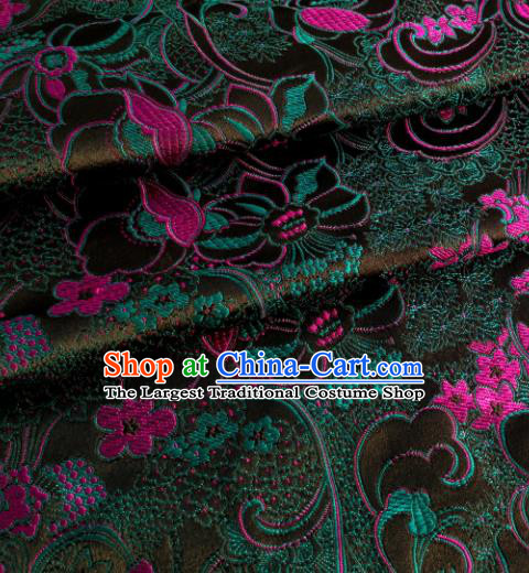 Chinese Traditional Tang Suit Black Brocade Classical Pattern Design Silk Fabric Material Satin Drapery
