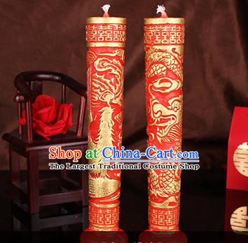 Chinese Traditional Wedding Supplies Red Candle Bride Saddle Dragon Phoenix Candles