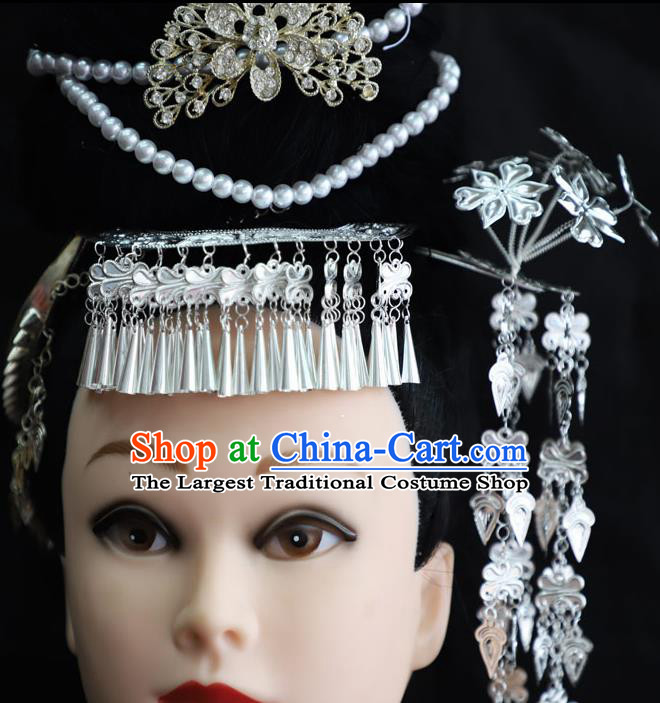 Chinese Traditional Miao Nationality Wedding Hair Accessories Ethnic Folk Dance Hairpins Headwear for Women