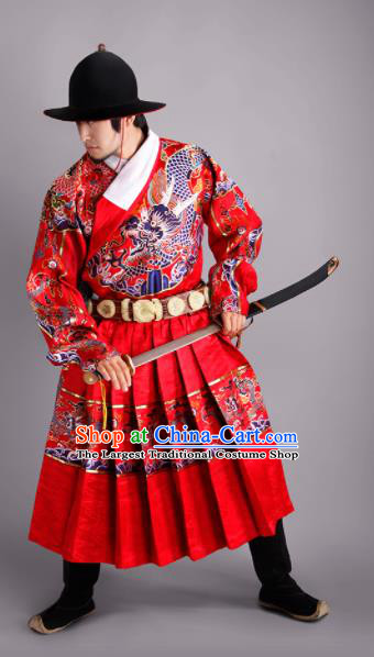 Chinese Traditional Ming Dynasty Swordsman Clothing Ancient Imperial Bodyguard Embroidered Costumes for Men