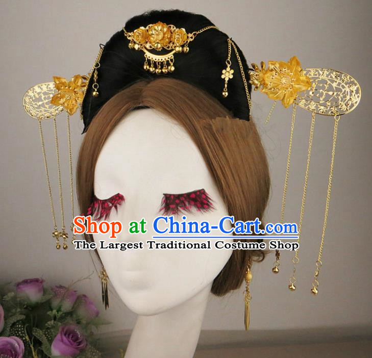 Chinese Traditional Wedding Hair Accessories Ancient Golden Hairpins for Women