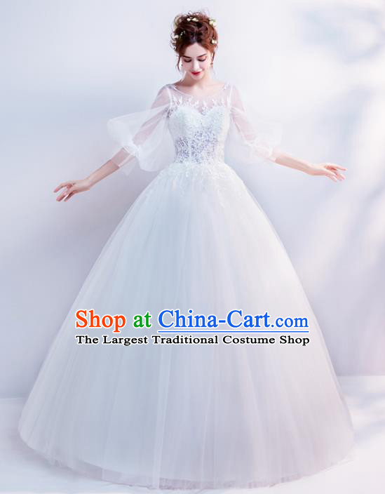 Top Grade Handmade Wedding Costumes Wedding Gown Bride White Veil Full Dress for Women