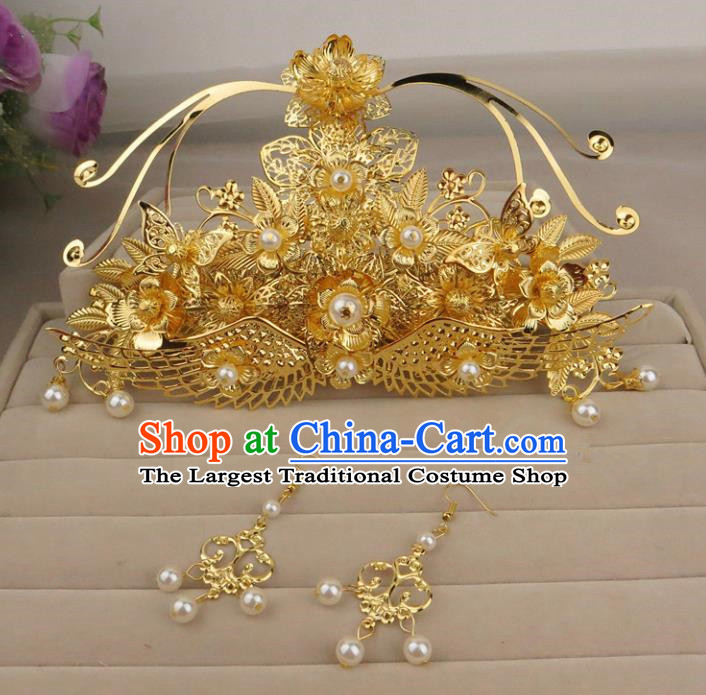 Chinese Traditional Xiuhe Suit Hair Accessories Phoenix Coronet Ancient Wedding Hairpins for Women