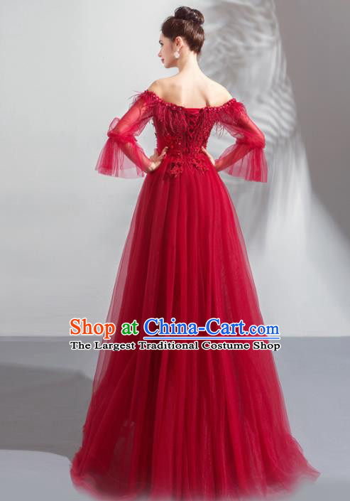 Top Grade Handmade Compere Costume Catwalks Veil Formal Dress for Women
