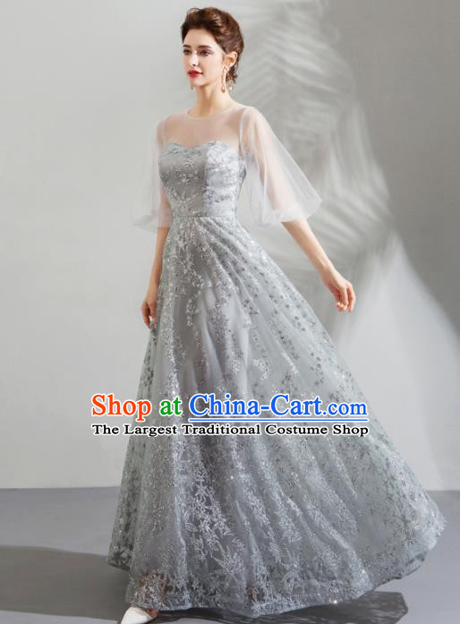 Top Grade Handmade Compere Costume Catwalks Veil Formal Dress for Women