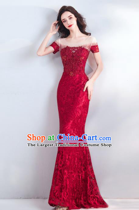 Top Grade Handmade Compere Costume Catwalks Veil Formal Dress for Women