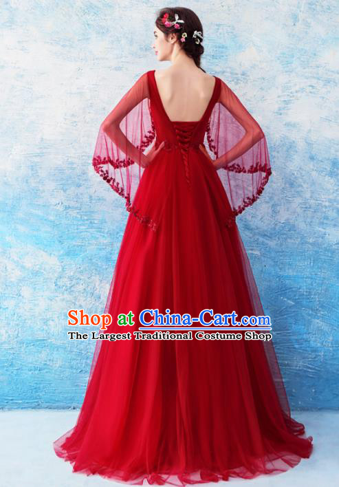 Top Grade Purple Veil Evening Dress Compere Costume Handmade Catwalks Angel Full Dress for Women
