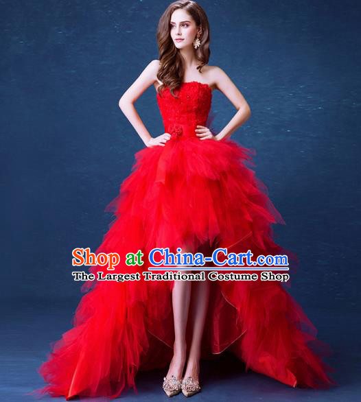 Handmade Red Veil Queen Wedding Dress Fancy Formal Dress Wedding Gown for Women