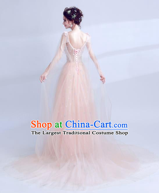 Top Grade Purple Veil Evening Dress Compere Costume Handmade Catwalks Angel Full Dress for Women