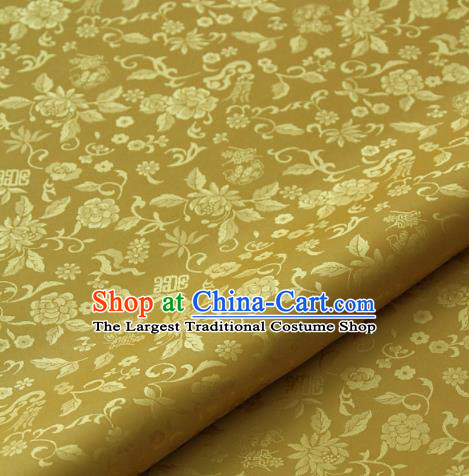 Asian Traditional Palace Drapery Korean Hanbok Royal Chrysanthemum Pattern Golden Brocade Satin Fabric