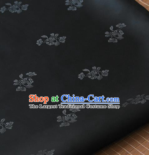 Asian Traditional Classical Pattern Black Satin Drapery Korean Hanbok Palace Brocade Fabric