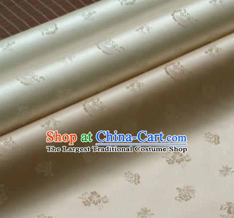 Asian Traditional Classical Wintersweet Pattern Golden Silk Drapery Korean Hanbok Palace Brocade Fabric