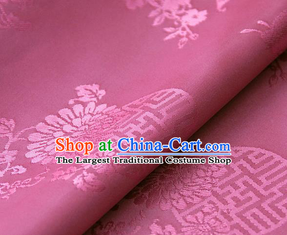 Asian Korean Ancient Costume Amaranth Brocade Traditional Palace Pattern Satin Fabric Silk Fabric Material