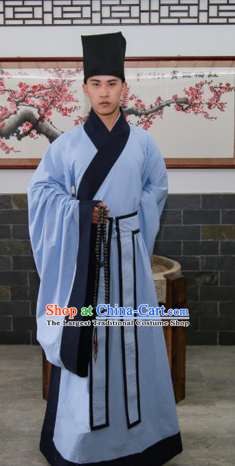 Chinese Traditional Ming Dynasty Scholar Historical Costumes Ancient Confucianist Hanfu Clothing for Men