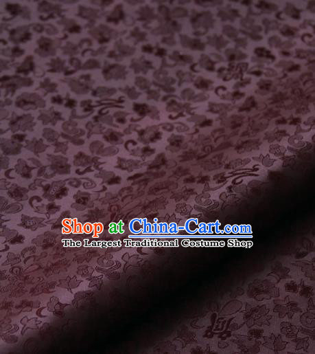 Asian Korean Classical Dark Purple Brocade Traditional Palace Pattern Satin Fabric Silk Fabric Material