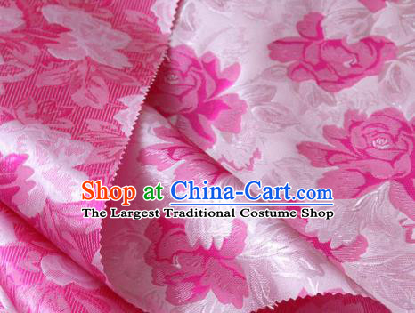 Asian Korean Classical Rosy Brocade Traditional Palace Pattern Satin Fabric Silk Fabric Material