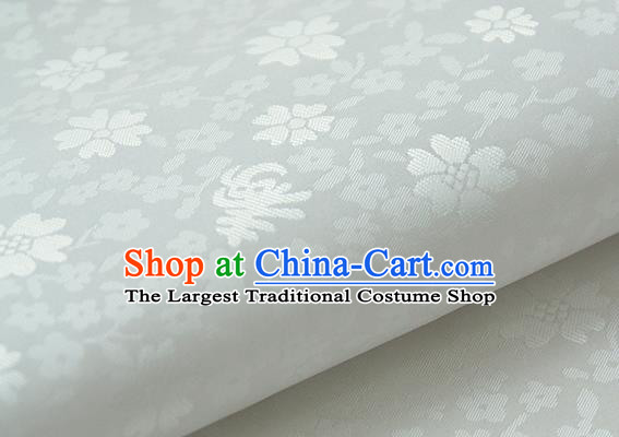 Asian Korean Classical Brocade Traditional Palace Pattern White Satin Fabric Silk Fabric Material