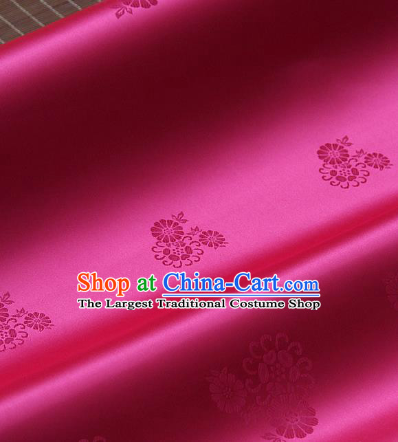 Asian Traditional Rosy Satin Classical Pattern Drapery Korean Hanbok Palace Brocade Silk Fabric