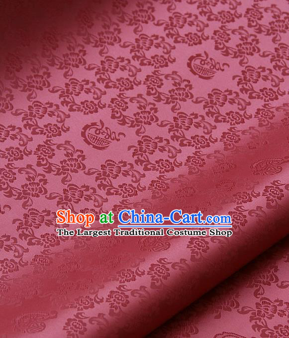 Traditional Asian Peach Pink Satin Classical Pattern Drapery Korean Hanbok Palace Brocade Silk Fabric