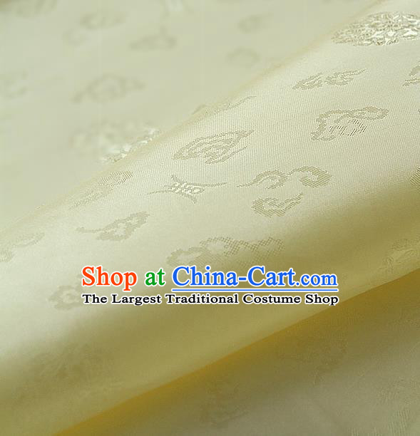 Traditional Asian Yellow Brocade Drapery Korean Hanbok Palace Satin Silk Fabric