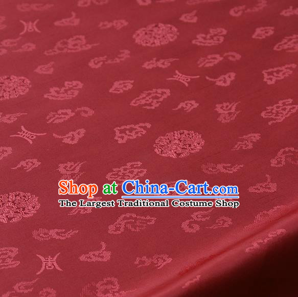 Traditional Asian Red Brocade Drapery Korean Hanbok Palace Satin Silk Fabric