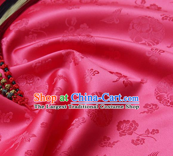 Traditional Asian Cloth Drapery Rosy Brocade Korean Hanbok Palace Satin Silk Fabric