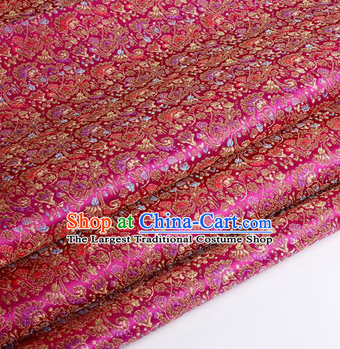 Chinese Traditional Rosy Brocade Fabric Tang Suit Classical Cockscomb Flower Pattern Design Tang Suit Silk Material Satin Drapery